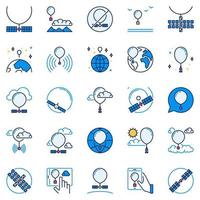 Radiosonde colored icons set. Spy and Weather Balloon vector signs