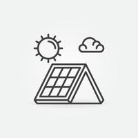 techo con solar panel vector concepto Delgado línea icono