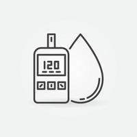 Glucometer with Blood Drop vector Blood Sugar Level concept line icon