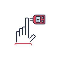 Glucose Meter and Hand vector Glucometer concept colored icon