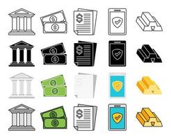 Set of Money and Financial in flat style isolated vector