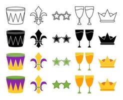 Collection of design elements for Mardi gras vector