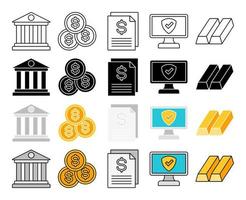 Set of Money and Financial in flat style isolated vector