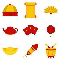 Set of Chinese New Year in flat style vector