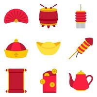 Set of Chinese New Year in flat style vector