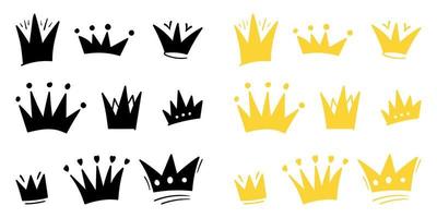 Set of doodle Crown sketch, hand drawn style vector
