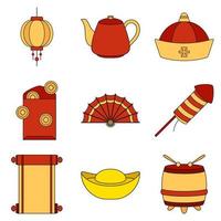 Set of Chinese New Year in flat style vector