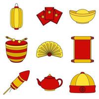 Set of Chinese New Year in flat style vector