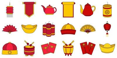 Set of Chinese New Year in flat style vector