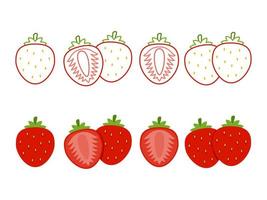 Strawberry collections set in flat style vector