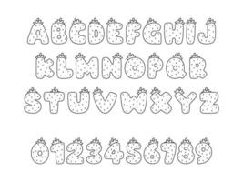 Strawberry font, english letters from A to Z with number 0 to 9 vector