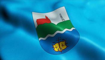 3D Render Waving Hungary City Flag of Ercsi Closeup View photo