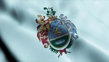 3D Render Waving Hungary City Flag of Bekescsaba Closeup View photo