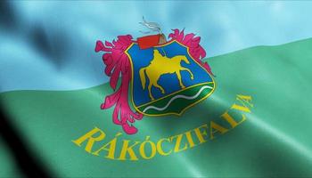 3d hacer ondulación Hungría ciudad bandera de rakoczifalva de cerca ver foto