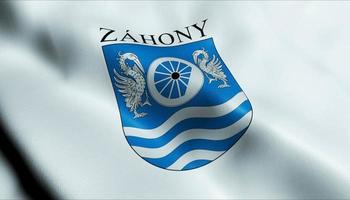 3D Render Waving Hungary City Flag of Zahony Closeup View photo