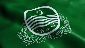 3D Waving Pakistan City Flag of Faisalabad Closeup View photo