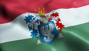 3d hacer ondulación Hungría ciudad bandera de godollo de cerca ver foto
