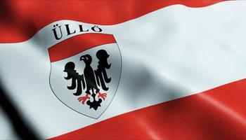 3D Render Waving Hungary City Flag of Ullo Closeup View photo