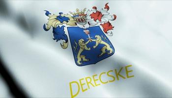 3D Render Waving Hungary City Flag of Derecske Closeup View photo