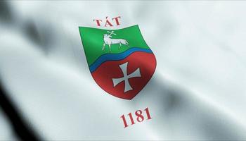 3D Render Waving Hungary City Flag of Tat Closeup View photo