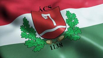 3D Render Waving Hungary City Flag of Acs Closeup View photo