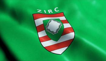 3D Render Waving Hungary City Flag of Zirc Closeup View photo