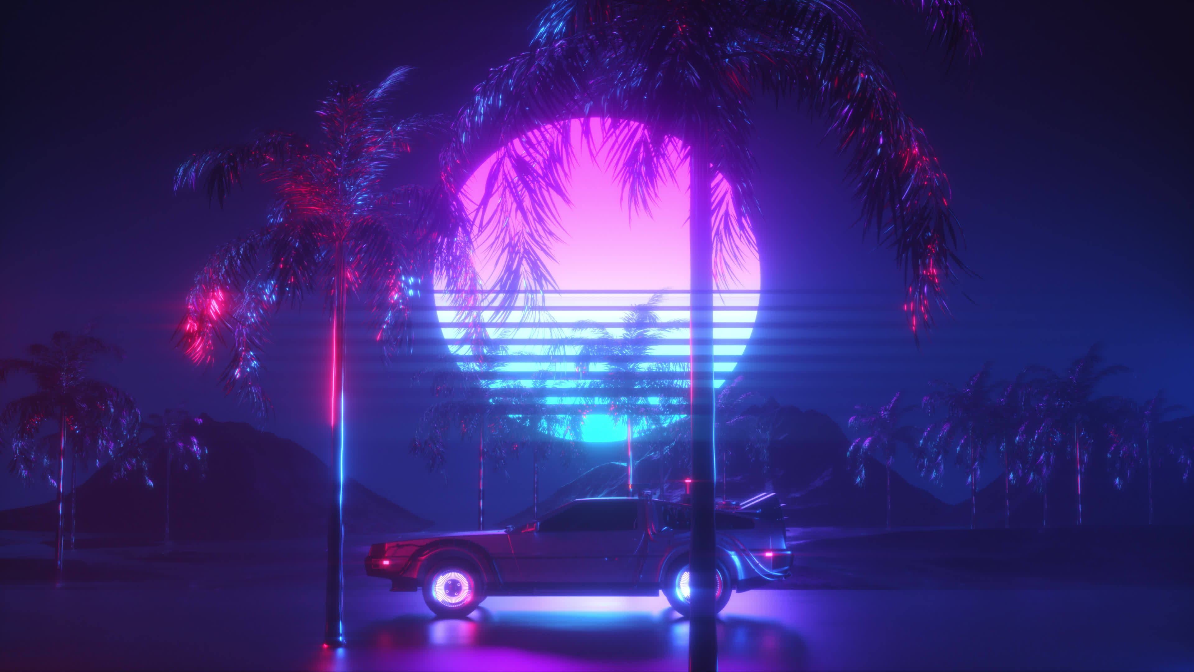 Futuristic Car Riding Synthwave Backdrop 20414361 Stock Video at Vecteezy