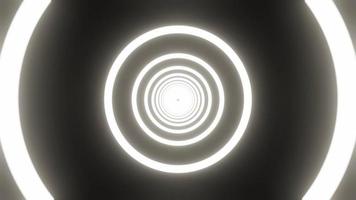 Motion graphic 4k Simple Empty Dark Futuristic Sci Fi Room dark with lights and circle neon light . Sci Fi Neon Glowing Lights white Circle Floor Studio Stage Show Night Virtual Dark. video