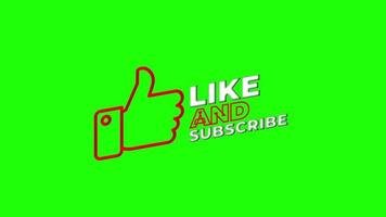 Like And Subscribe Icon Animation on Green Background. Thumbs Up Video Animation on Chroma Key.