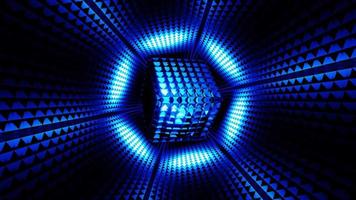 event and festival cube in tunne blue vibrating lighting abstract background sci-fi 3d l vj loop video