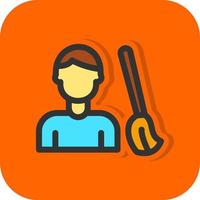 Man Sweeping Floor Vector Icon Design