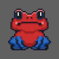 Vector element of cute frog squatting pose in red and blue color, perfect for sticker