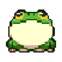 Vector fat green leafy frog with teary eyes pixel art style suitable for sticker and decoration