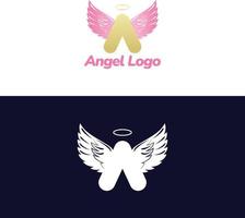 Angel logo, A letter logo template vector