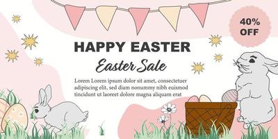 Horizontal banner template for easter vector