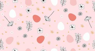 Flat easter flower pattern vector