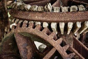 Old rusty gear mechanism, closeup photo