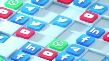 3D Social Media Icons Flowing Backdrop video