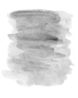 Watercolor gray spot on white background. Monochrome stains on paper with space for text. photo