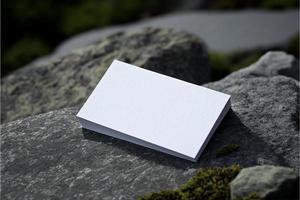 blanco papel negocio tarjeta, Bosquejo con natural Roca y naturaleza antecedentes