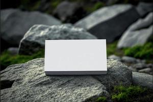 blanco papel negocio tarjeta, Bosquejo con natural Roca y naturaleza antecedentes