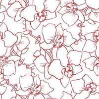 seamless pattern of large red silhouettes of orchids on a white background, texture, design photo