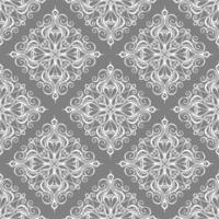 seamless graphic pattern, tile with abstract geometric white ornament on gray background, texture, design photo