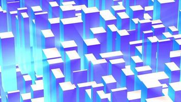 Abstract 3d cubes rectangles blue gradient in the form of a big city with skyscrapers abstract background. Video 4k, 60 fps