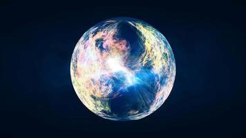 abstrakt Ball Kugel Planet Energie transparent Glas Raum abstrakt Hintergrund. Video 4k, 60 fps