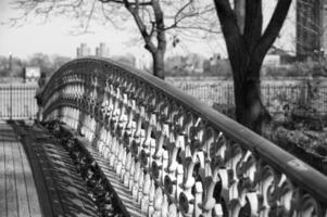 New York central park bridge in black and white photo