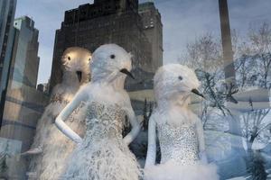 Human animal head dress in New York photo