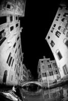 night view of venice in black and white photo