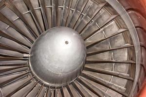 Jet Airplane turbine engine close up photo