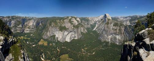 A beautifuly sunny view of yosemite valley park half dome photo